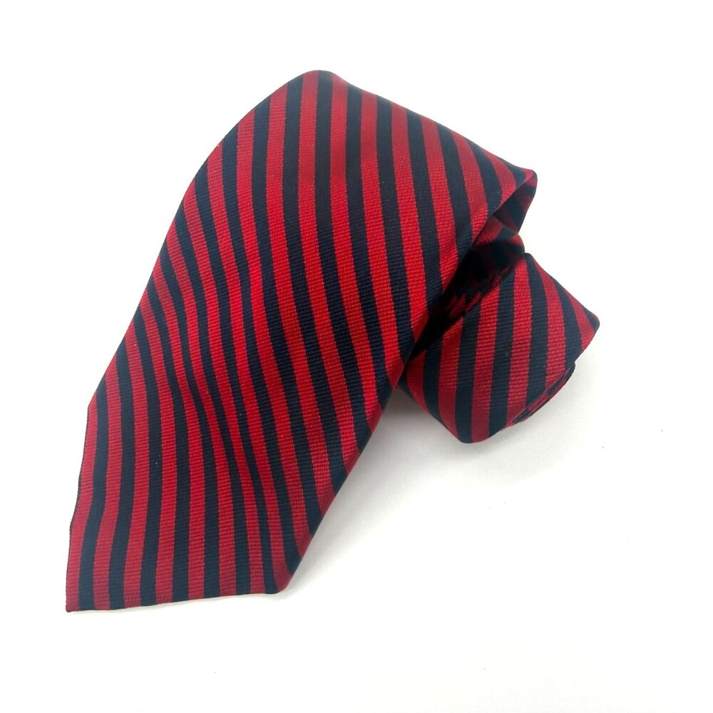 Jacobs Roberts Necktie Red Navy Striped All Silk Repp Hand Sewn USA Landons Tie